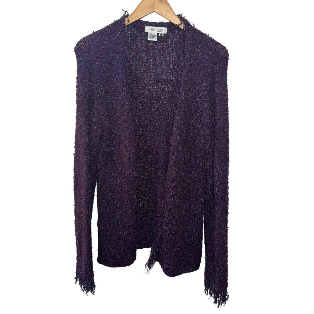 Coldwater Creek Cardigan Women Large Creek Open Sweater Purple Witchy Boho
